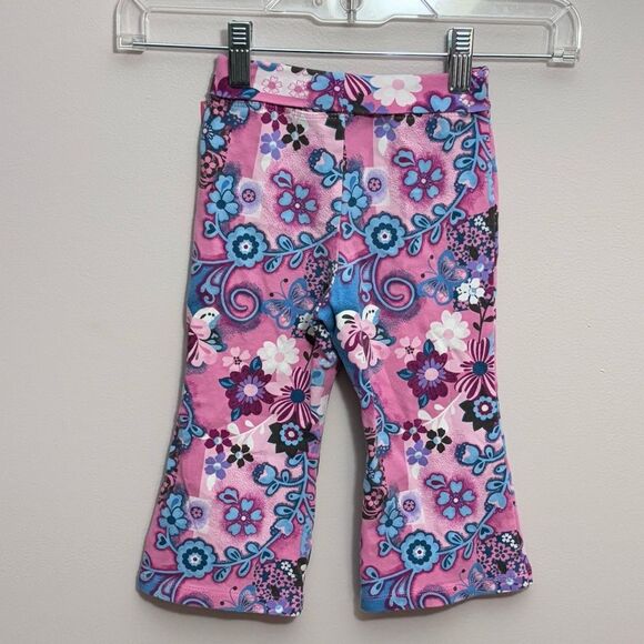 The Children’s Place | Vintage Girls Pink Teal Flare Leggings Pants - Picture 1 of 12